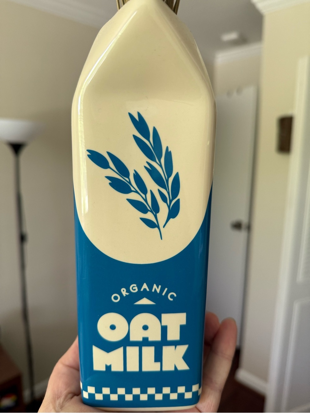Ban.do Blue and White Oat Milk Ceramic Bottle Vase